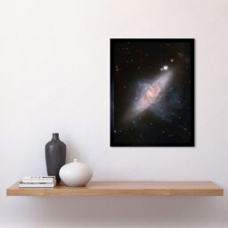 Artery8 Hubble Space Telescope Image Chance Alignment Between Galaxies Mimics A Cosmic Collision NGC 3314 Overlapping Galaxy Angle Art Print Framed - thumbnail 2