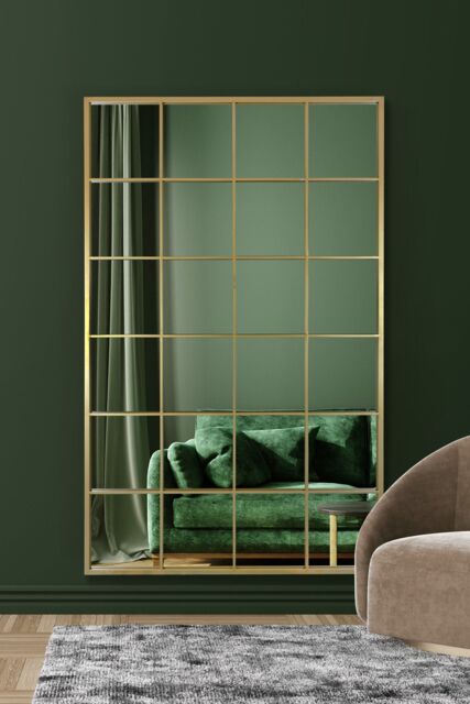 "MirrorOutlet The Fenestra Gold Modern Window Leaner / Wall Mirror 69"" X 43"" 174CM X 110CM - Size: 1 Pack" - image 1