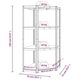 Berkfield Home Sturdy 4-Layer Corner Shelf Silver Steel&Engineered Wood - thumbnail 9