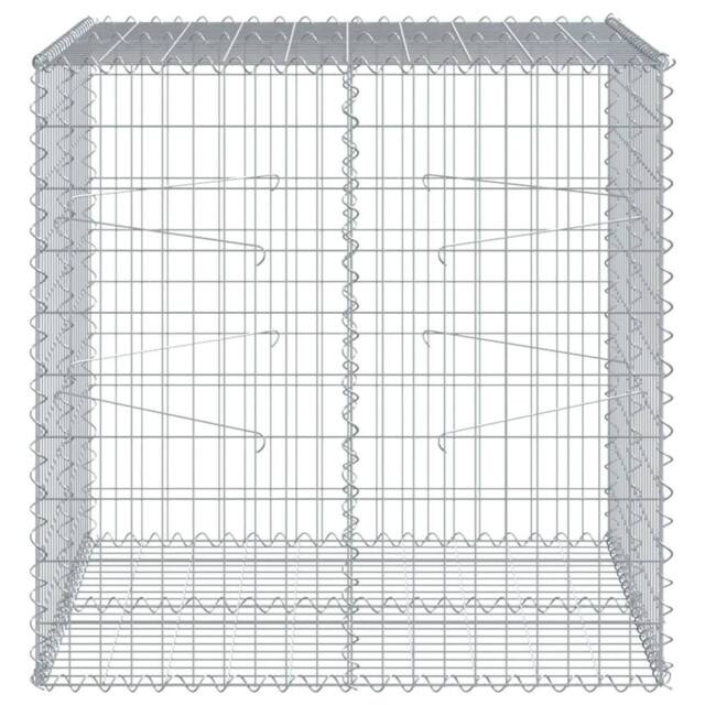 Berkfield Home Stunning Gabion Basket with Cover 100x100x100 cm Galvanised Iron in Silver - Size: 100 x 100 x 100 cm - image 1
