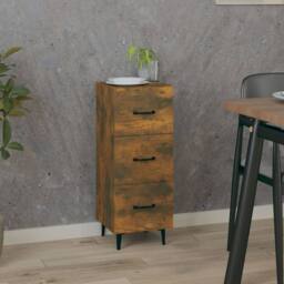 Berkfield Home Sideboard Smoked Oak 34.5x34x90 cm Engineered Wood in Brown - thumbnail 2