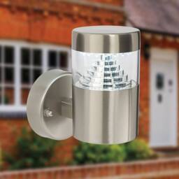 First Choice Lighting Pyramid - Stainless Steel LED Outdoor Wall Light in Silver - thumbnail 3