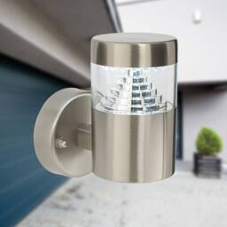 First Choice Lighting Pyramid - Stainless Steel LED Outdoor Wall Light in Silver - thumbnail 4