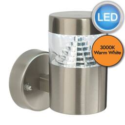 First Choice Lighting Pyramid - Stainless Steel LED Outdoor Wall Light in Silver - thumbnail 2