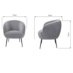 GFW Kamliah Pleated Velvet Accent Chair in Grey - thumbnail 6