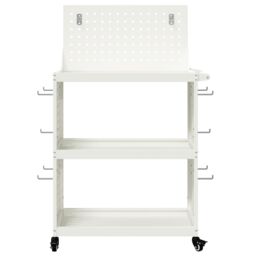 Berkfield Home Tool Trolley with Shelf with Wheel with Storage Manual White 65 x 35 x 111 cm Metal - thumbnail 5