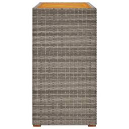 Berkfield Home Garden Side Table with Wooden Top Grey 100x40x75 cm Poly Rattan - Size: 100 x 40 x 75 cm - thumbnail 5