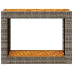 Berkfield Home Garden Side Table with Wooden Top Grey 100x40x75 cm Poly Rattan - Size: 100 x 40 x 75 cm - thumbnail 6