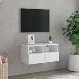 Berkfield Home TV Wall Cabinet White 60x30x30 cm Engineered Wood - Size: 60 x 30 x 30 cm - thumbnail 3