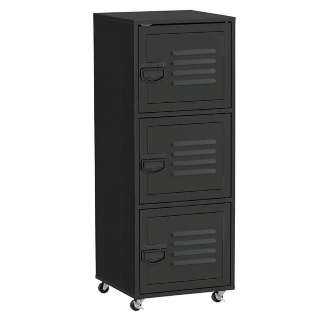 Nordara Black 3‑Tier Rolling Storage Cabinet Mobile File Cabinet - Size: 100 cm x 100 cm - image 1