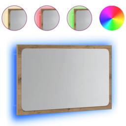 Berkfield Home Bathroom Mirror with LED Light Artisan Oak 60x8.5x38 cm in Brown - thumbnail 1