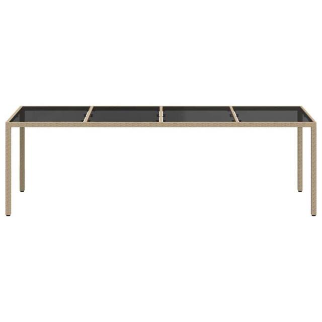 Berkfield Home Garden Table Beige 250x100x75 cm Tempered Glass & Poly Rattan - Size: 250 x 100 x 75 cm - image 1