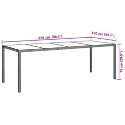 Berkfield Home Garden Table Beige 250x100x75 cm Tempered Glass & Poly Rattan - Size: 250 x 100 x 75 cm - thumbnail 7
