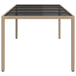 Berkfield Home Garden Table Beige 250x100x75 cm Tempered Glass & Poly Rattan - Size: 250 x 100 x 75 cm - thumbnail 4