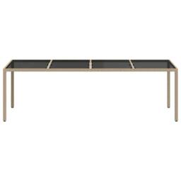 Berkfield Home Garden Table Beige 250x100x75 cm Tempered Glass & Poly Rattan - Size: 250 x 100 x 75 cm - thumbnail 1