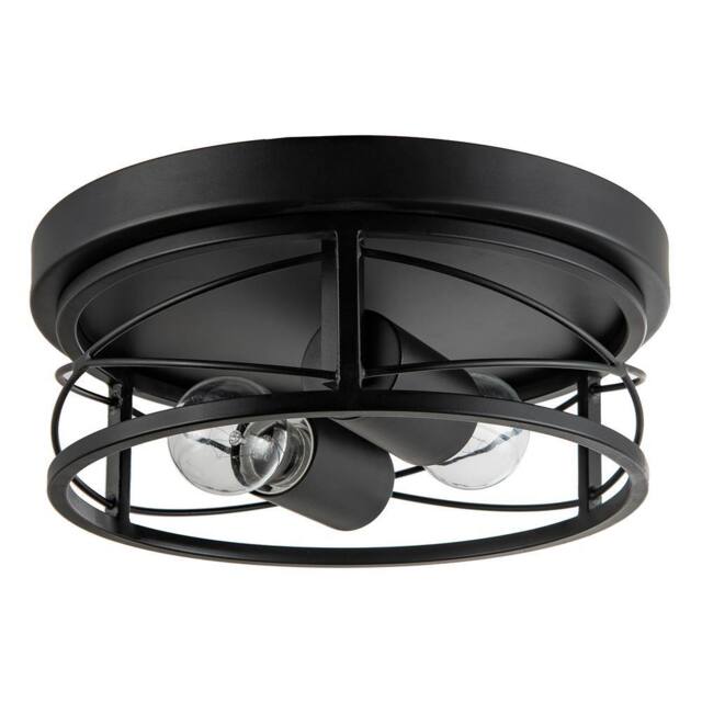 Happy Homewares Industrial Vintage Black Round Flush Ceiling Light with Wire Design - image 1