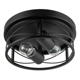 Happy Homewares Industrial Vintage Black Round Flush Ceiling Light with Wire Design - thumbnail 3