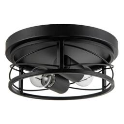 Happy Homewares Industrial Vintage Black Round Flush Ceiling Light with Wire Design - thumbnail 1