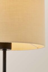 ValueLights Kaiden Black Dome Table Lamp with Fabric Drum Lamp Shade & Bulb in Cream - thumbnail 4