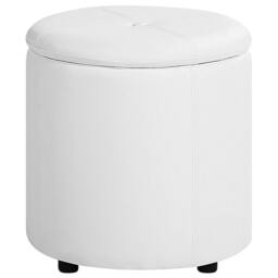 Wyld and Coco Glamour Pouffe White Faux Leather Storage Stool 40 x 38 cm - thumbnail 2