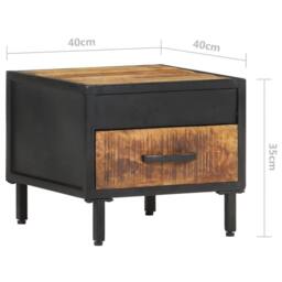 Berkfield Home Beautiful Bedside Cabinet 40x40x35 cm Rough Mango Wood in Brown - Size: 40 x 40 x 35 cm - thumbnail 8