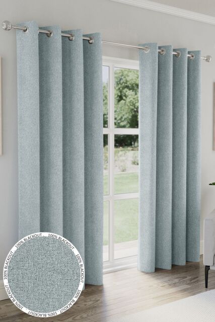 Enhanced Living 100% Blackout Curtains - Thermal/Energy Saving Linen Look Pair with Eyelets For Living Room & Bedrooms - image 1