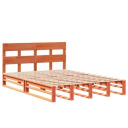 Berkfield Home Bed Frame without Mattress Wax Brown 150x200 cm King Size Solid Wood Pine - thumbnail 3
