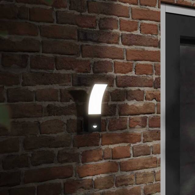 Berkfield Home Outdoor LED Wall Lights with Sensors 2pcs Black Die-cast Aluminium - image 1