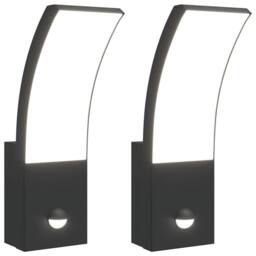 Berkfield Home Outdoor LED Wall Lights with Sensors 2pcs Black Die-cast Aluminium - thumbnail 2