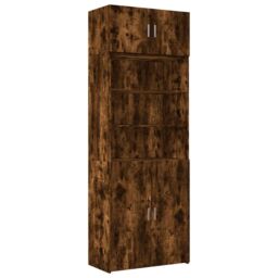 Berkfield Home Storage Cabinet Smoked Oak 80x42.5x225 cm Engineered Wood in Brown - thumbnail 2