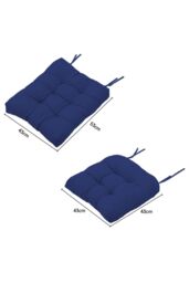 H&O Direct 2 Pcs Outdoor Garden Chair Cushion in Navy - thumbnail 3