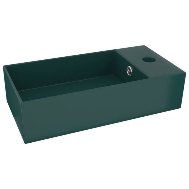 Berkfield Home Bathroom Sink with Overflow Ceramic Dark Green - image 1