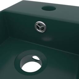 Berkfield Home Bathroom Sink with Overflow Ceramic Dark Green - thumbnail 5
