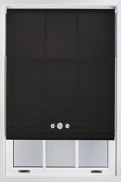 Furnished Black Daylight Roller Blind with Triple Chrome Round Eyelets - Trimmable Window Shade - Size: 120 cm width x 210 cm drop - thumbnail 1