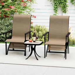 Gymax 5 PCS Outdoor Lounge Chair Set With Ottomans & Side Table Garden Set in Light Brown - thumbnail 4