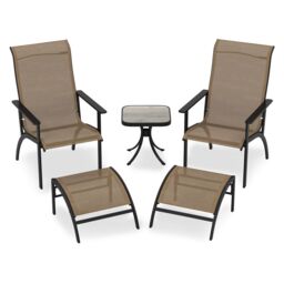 Gymax 5 PCS Outdoor Lounge Chair Set With Ottomans & Side Table Garden Set in Light Brown - thumbnail 9