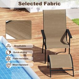 Gymax 5 PCS Outdoor Lounge Chair Set With Ottomans & Side Table Garden Set in Light Brown - thumbnail 8