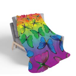 Warren Reed - Designer Reindeer On A Snowy Landscape Sherpa Blanket in Green - Size: Large - thumbnail 2