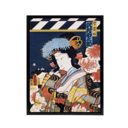 "Artery8 Portrait of Actress Japanese Framed Canvas Wall Art Print Kunichika - Size: W12"" x H16""" - thumbnail 1