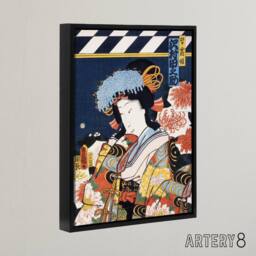 "Artery8 Portrait of Actress Japanese Framed Canvas Wall Art Print Kunichika - Size: W12"" x H16""" - thumbnail 2