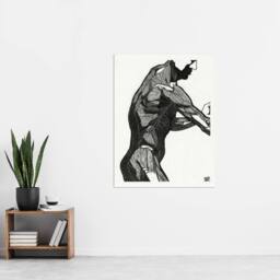 "Artery8 Anatomical study of mans lateral muscles Stolk Wall Art Poster Print in White - Size: W24"" x H32""" - thumbnail 4
