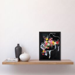 Artery8 Wildflowers in Grand Piano Street Art Graffiti Framed Art Print in Black - Size: A4 - thumbnail 4