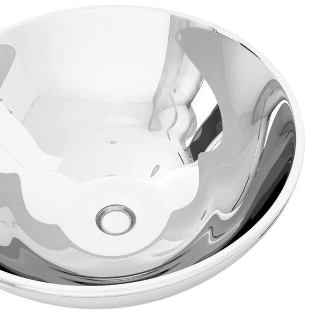 Berkfield Home Charming Wash Basin 32.5x14 cm Ceramic Silver - image 1