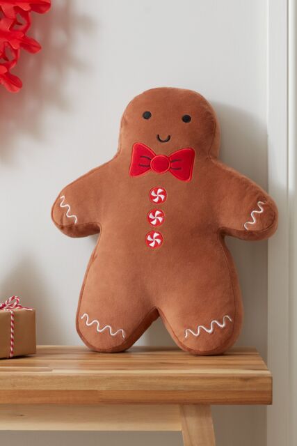 Catherine Lansfield 'Christmas Gingerbread' 3D Shaped Cushion in Brown - image 1