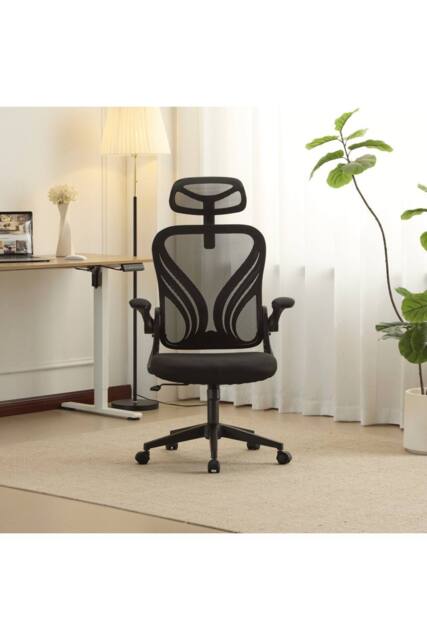 Home Source Ergonomic Design Office Chair Adjustable Armrests Breathable Foldable in Black - image 1