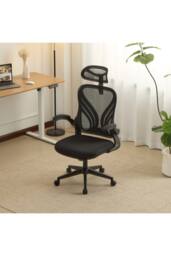 Home Source Ergonomic Design Office Chair Adjustable Armrests Breathable Foldable in Black - thumbnail 3