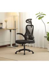 Home Source Ergonomic Design Office Chair Adjustable Armrests Breathable Foldable in Black - thumbnail 4