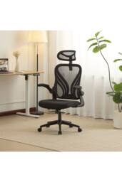 Home Source Ergonomic Design Office Chair Adjustable Armrests Breathable Foldable in Black - thumbnail 2
