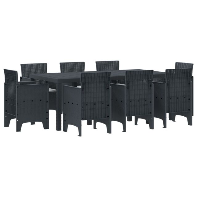 Berkfield Home 9 Piece Garden Dining Set with Cushions Anthracite Poly Rattan - image 1
