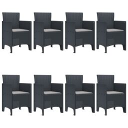 Berkfield Home 9 Piece Garden Dining Set with Cushions Anthracite Poly Rattan - thumbnail 3